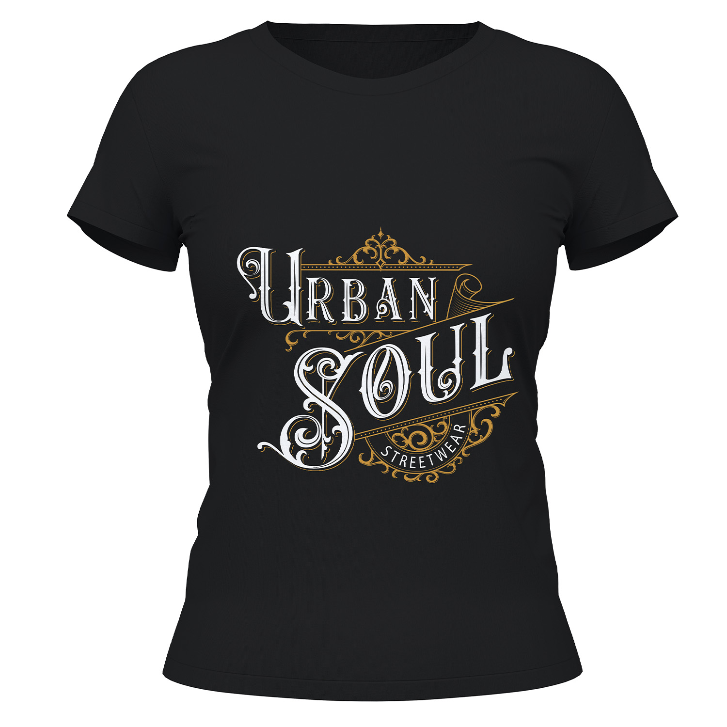 Camiseta urban retro negra delante mujer