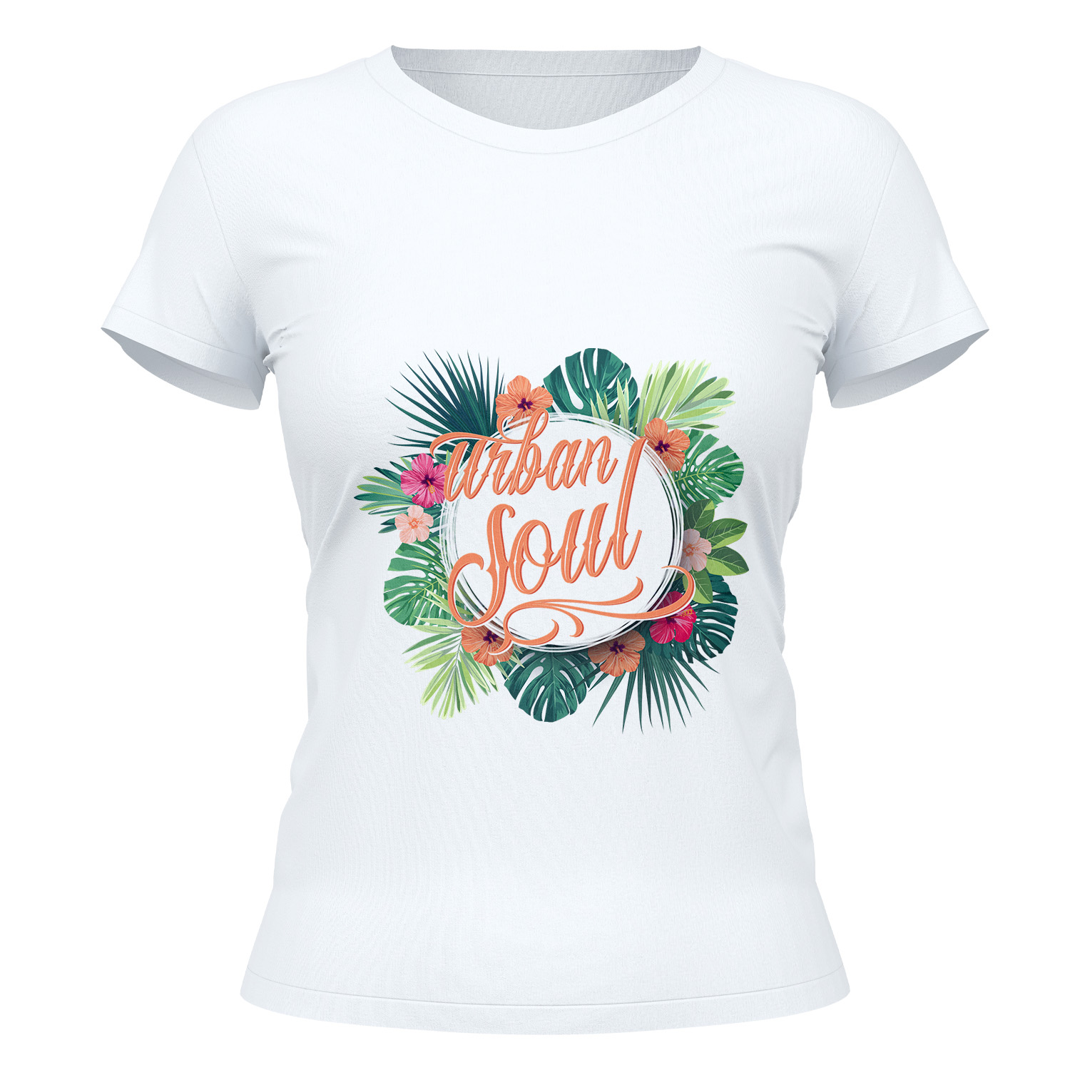 Camiseta logo con fondo floral mujer