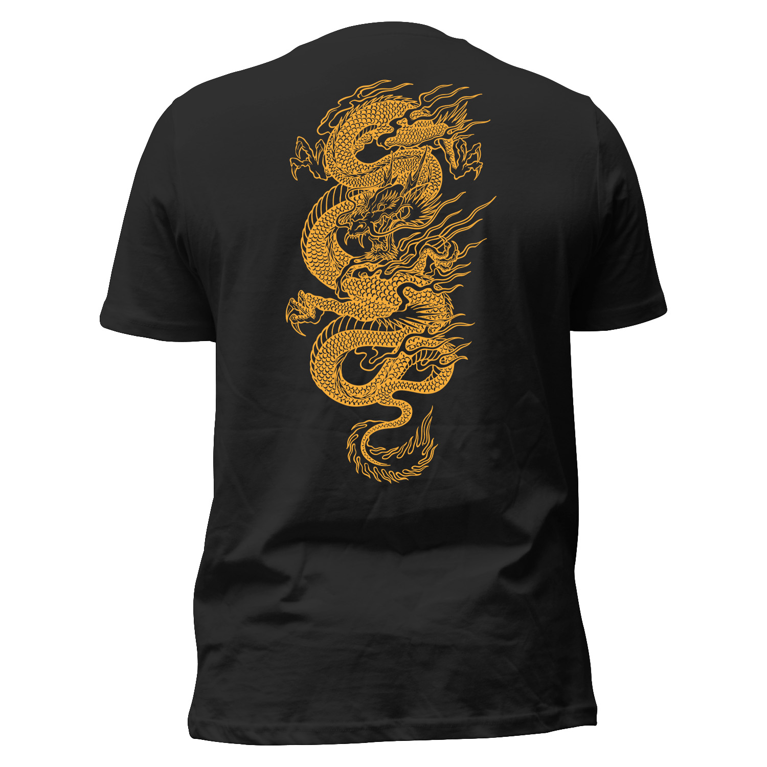 Camiseta dragón dorado negra hombre