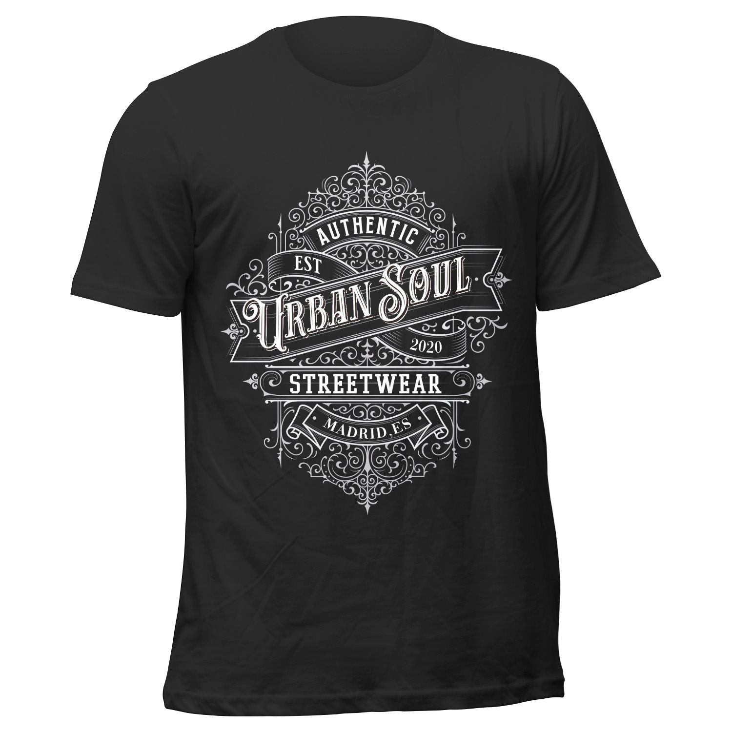 Camiseta urban label delante negra hombre