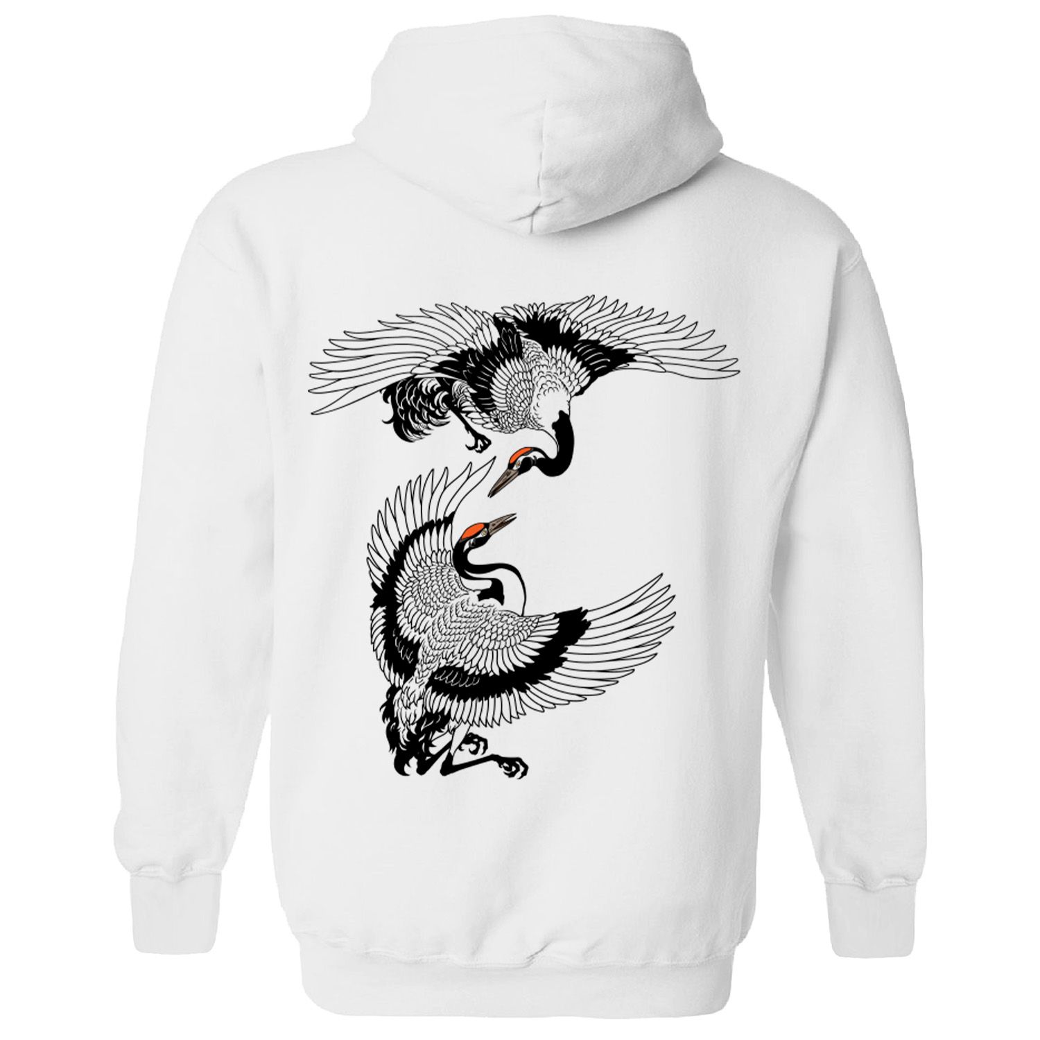 Sudadera con capucha grullas blanca mujer
