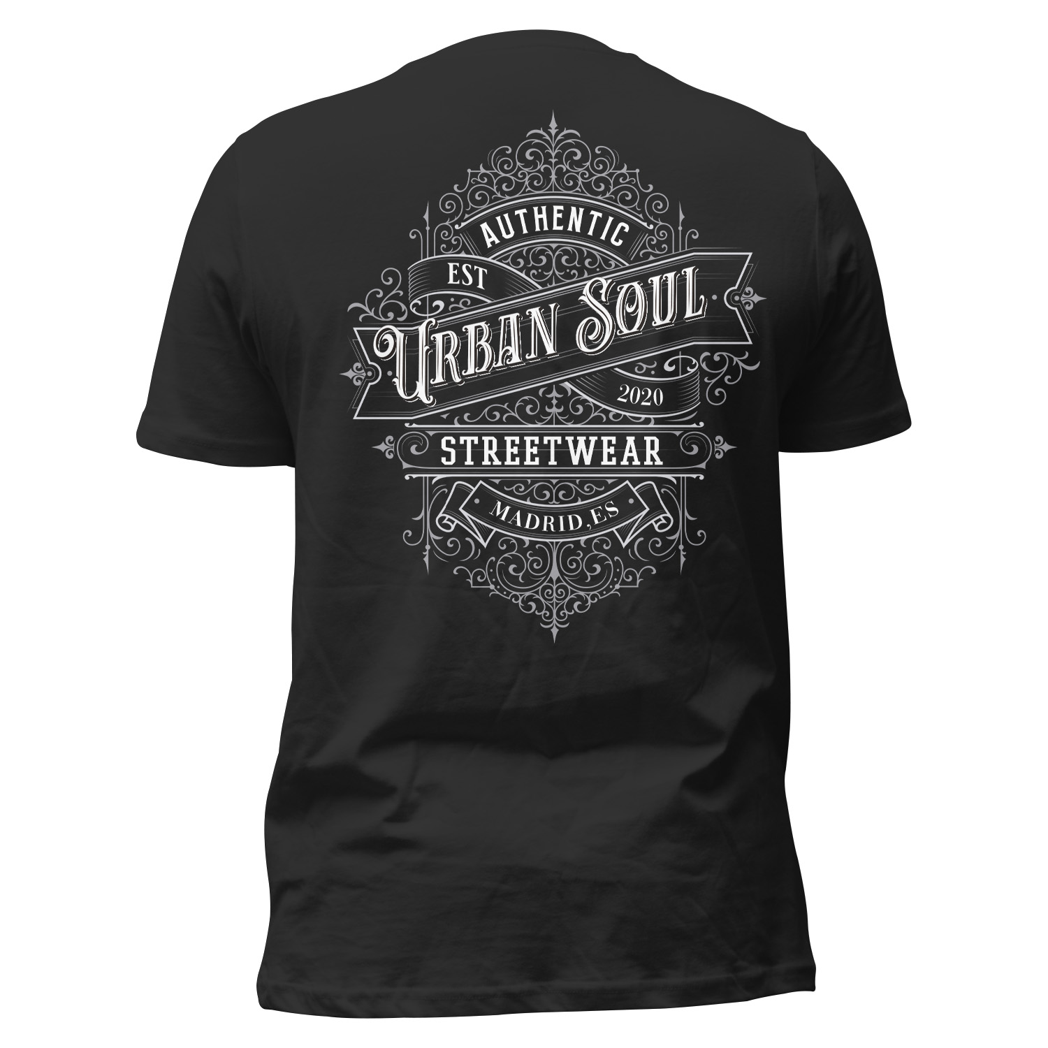 Camiseta urban label negra hombre