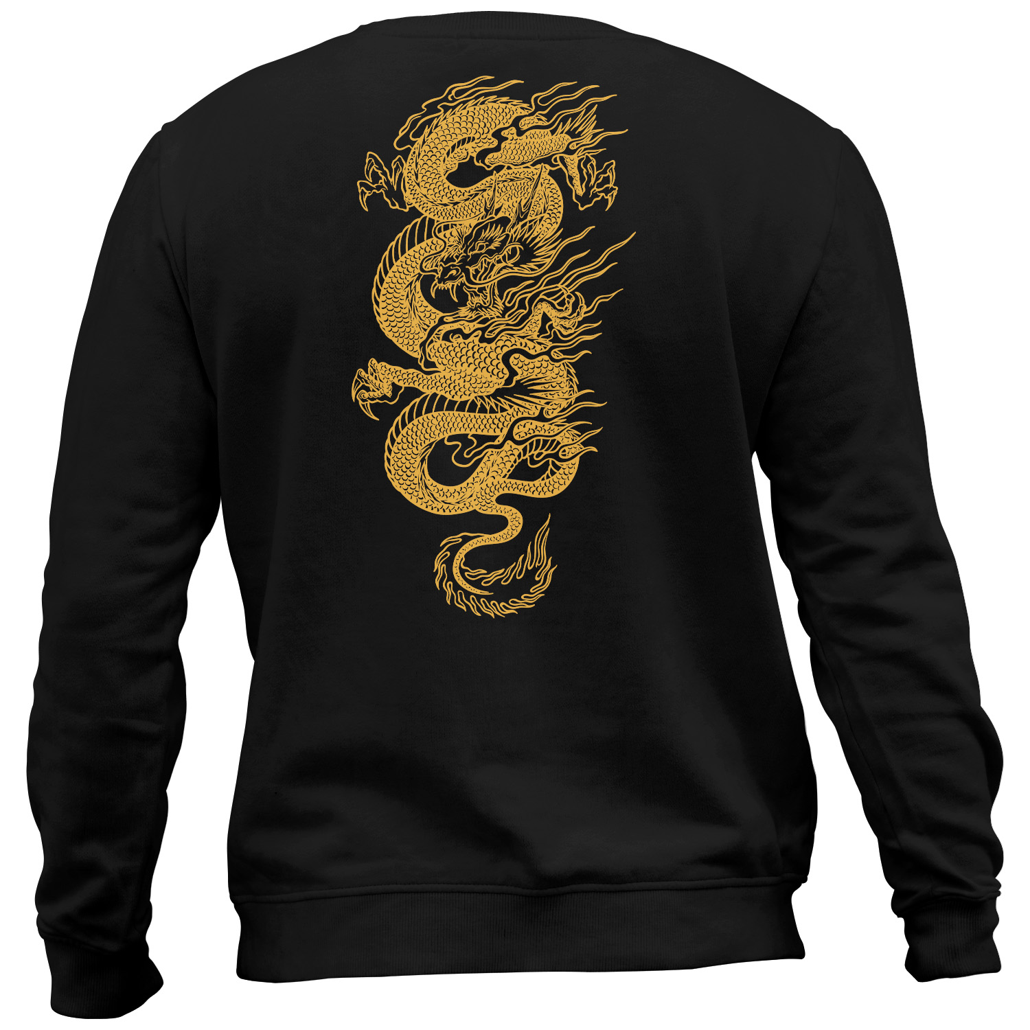 Sudadera dragón dorado negra hombre