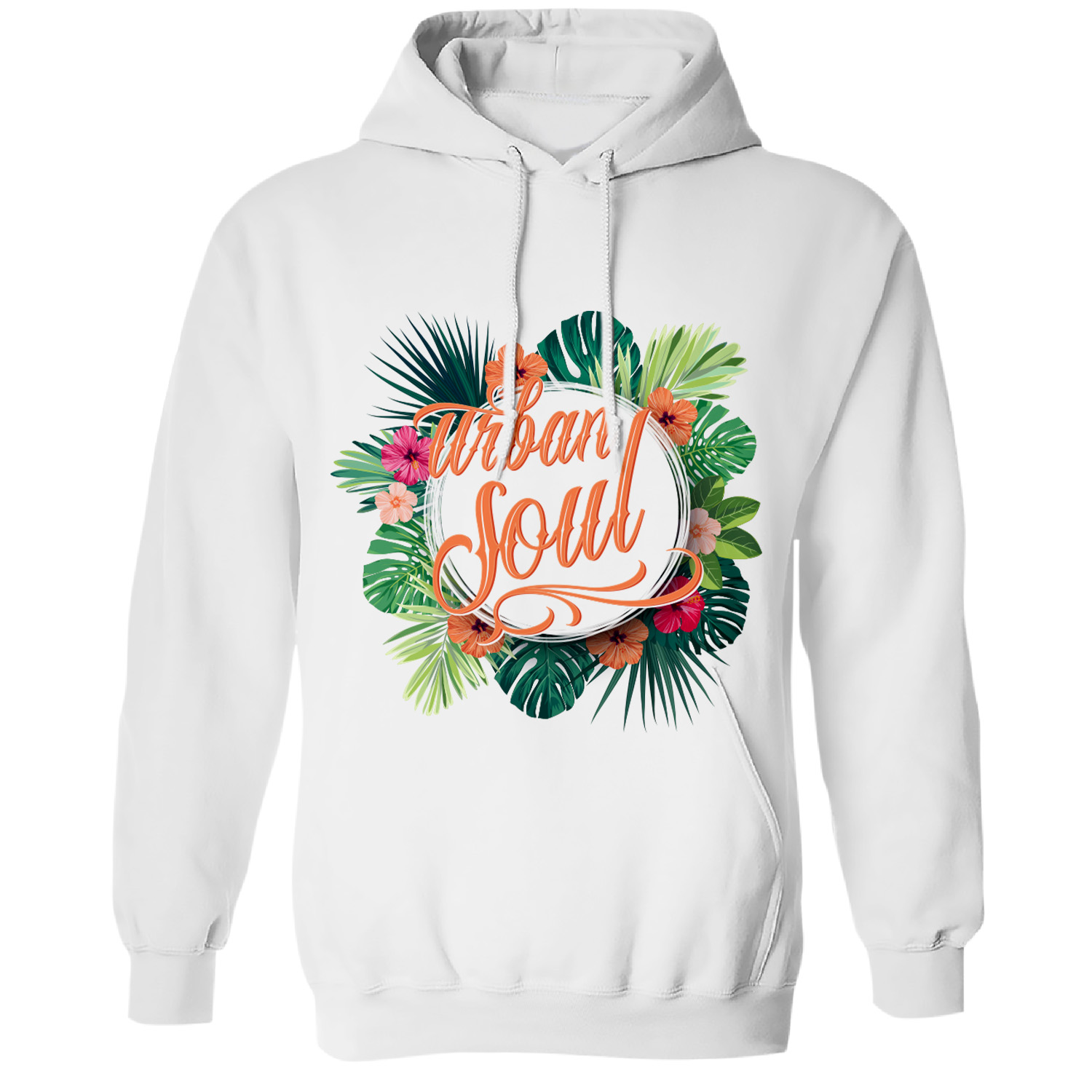 Sudadera con capucha logo floral blanca mujer