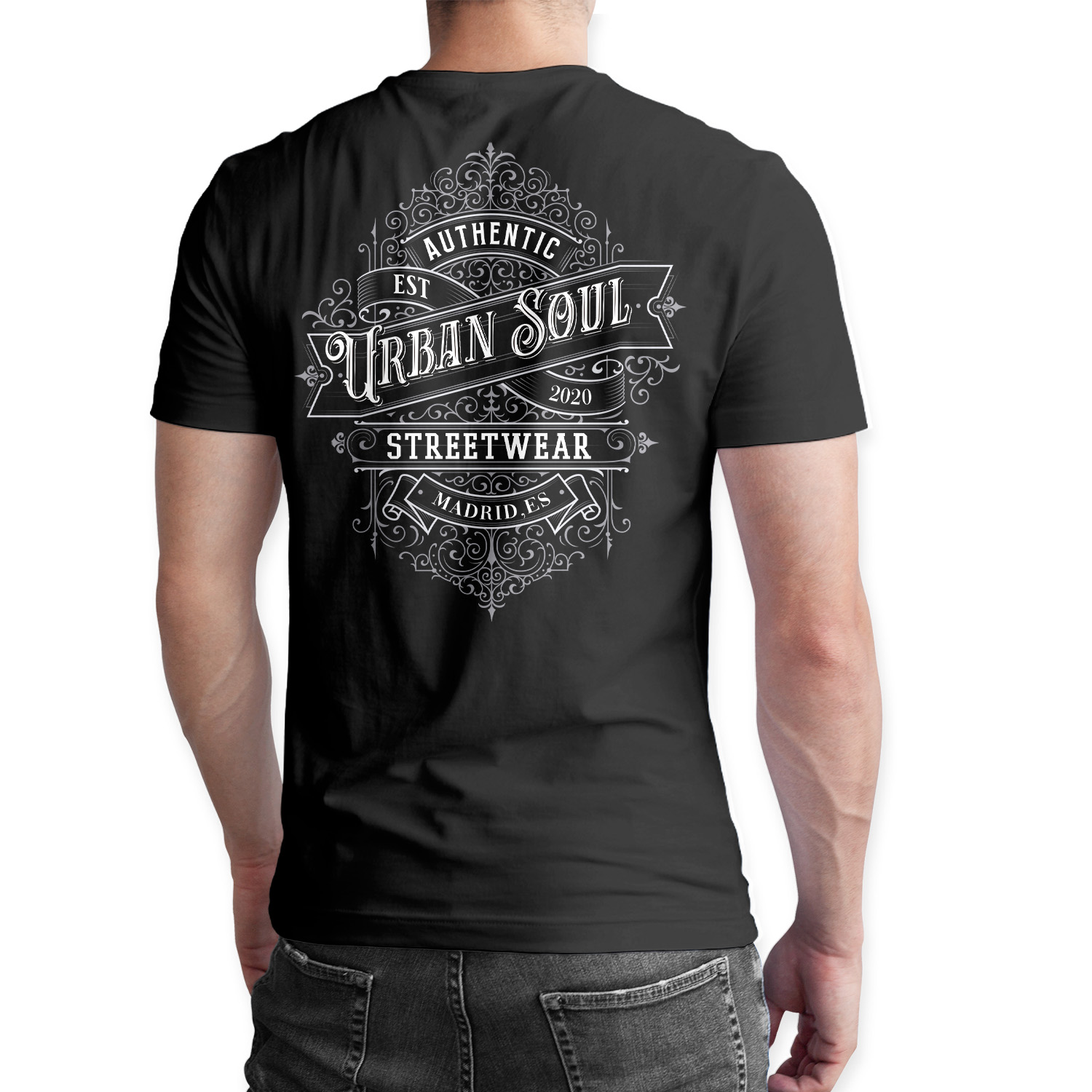 Camiseta urban label negra hombre - Imagen 2